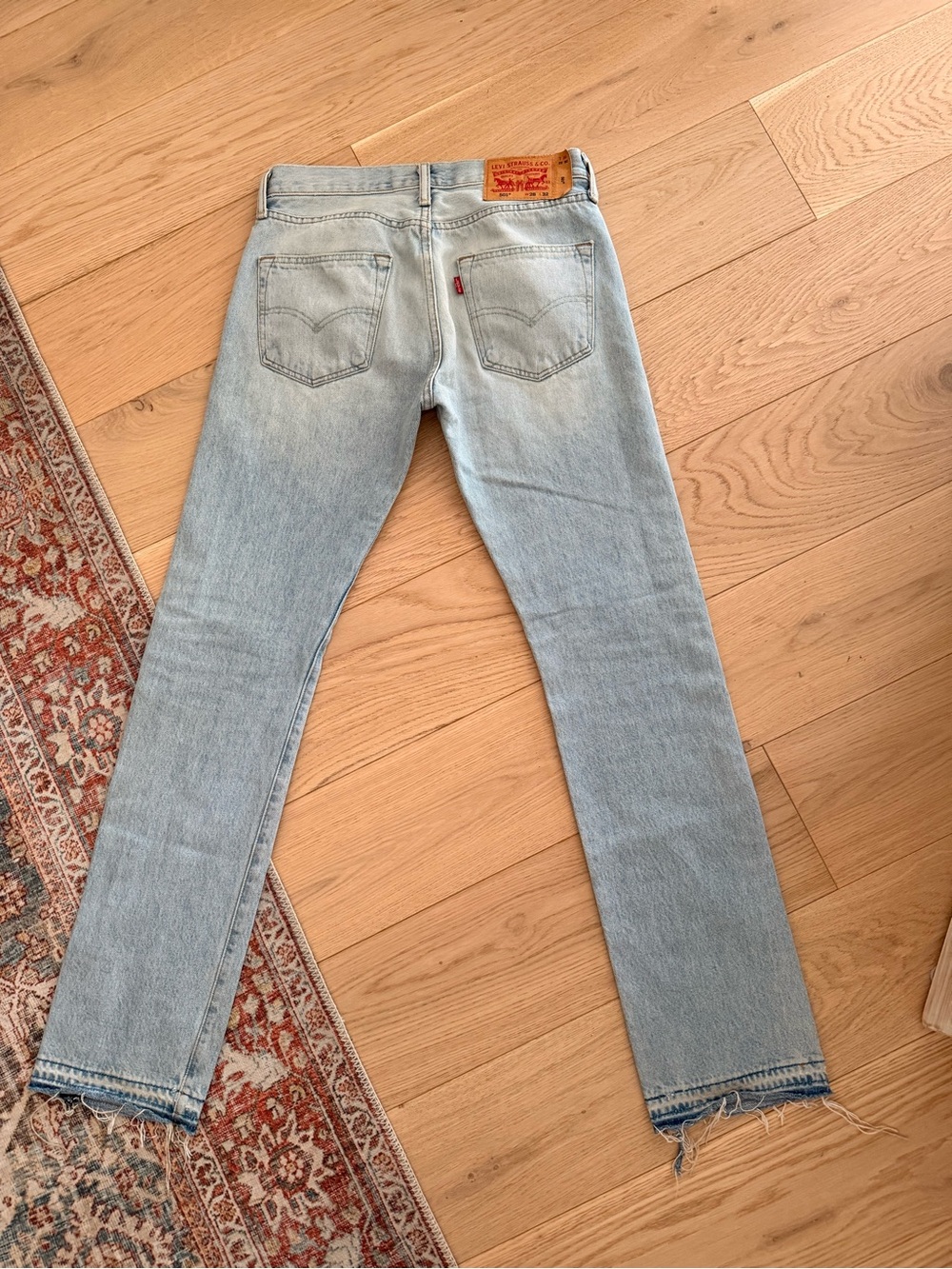 Levi's Vintage Light Blue 501 Jeans with Leather Patch- 28
